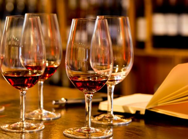 Glasses of red wine for tasting